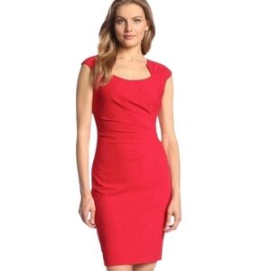 Calvin Klein Red Cap-Sleeve Sheath Mini Dress
